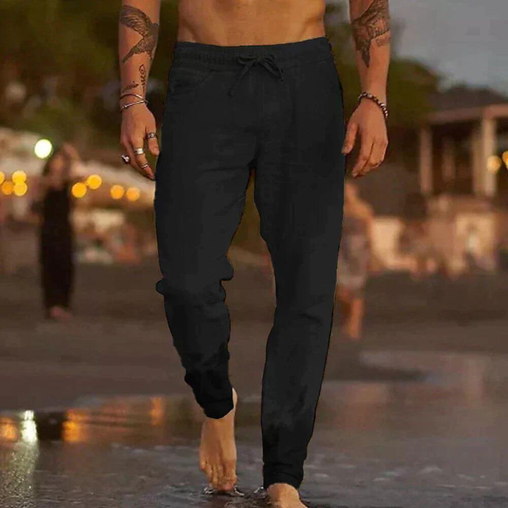 Pantalon en lin décontracté homme – coupe ample et estivale
