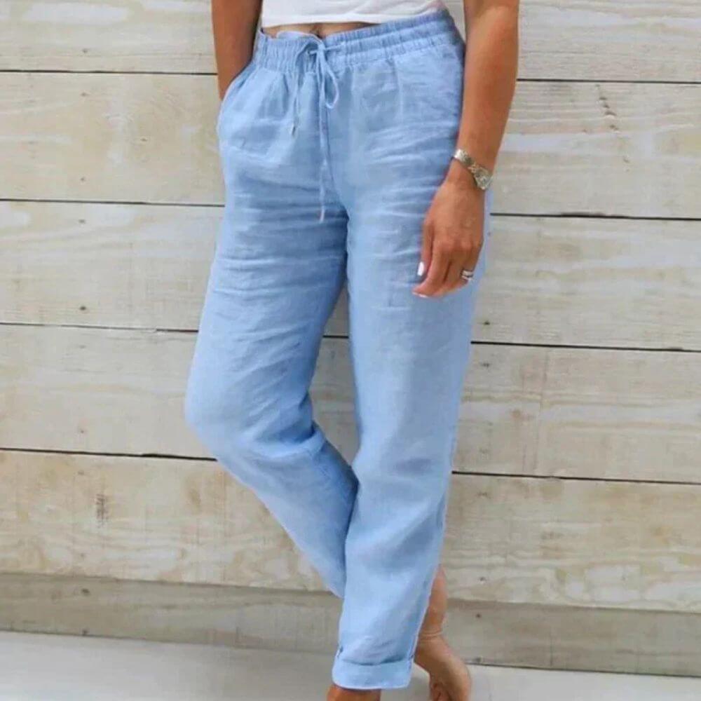 Pantalon en lin femme chic et décontracté – coupe fluide été