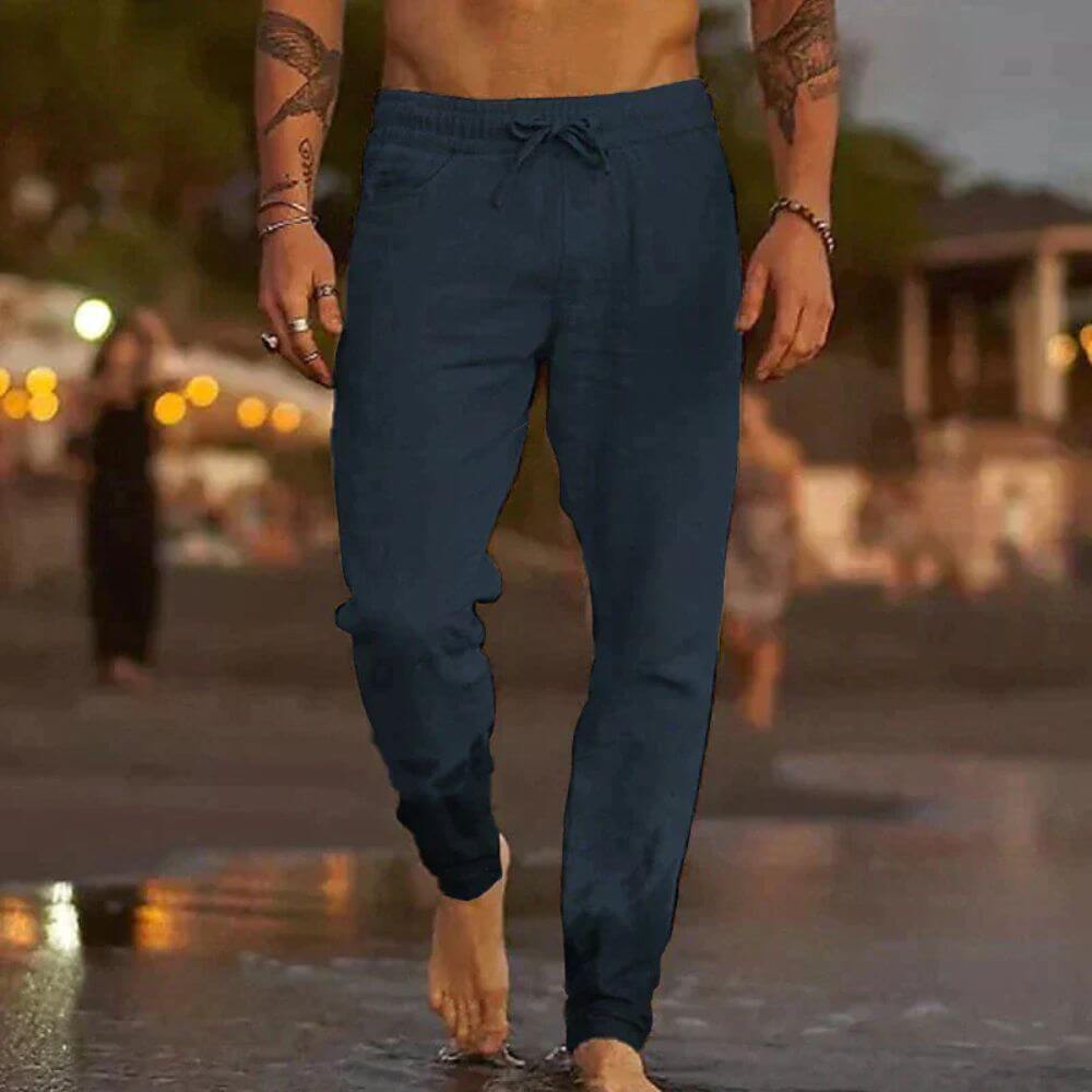 Pantalon en lin décontracté homme – coupe ample et estivale