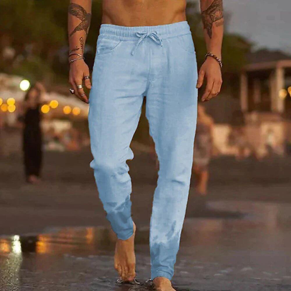 Pantalon en lin décontracté homme – coupe ample et estivale