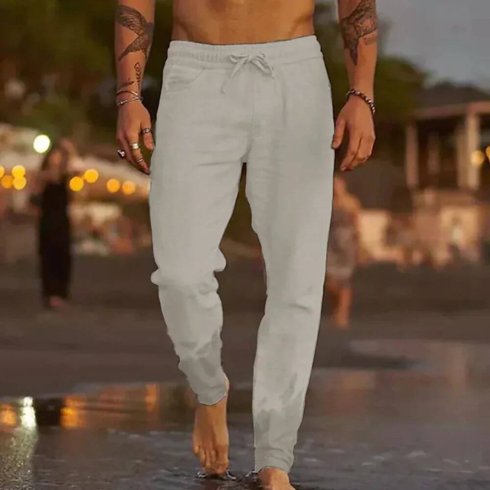 Pantalon en lin décontracté homme – coupe ample et estivale