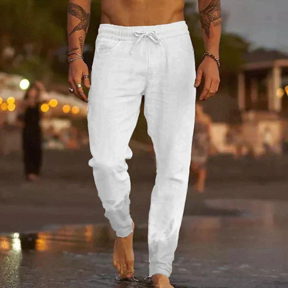 Pantalon en lin décontracté homme – coupe ample et estivale