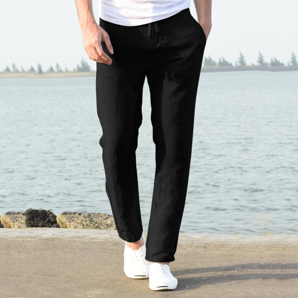 Pantalon en lin respirant noir
