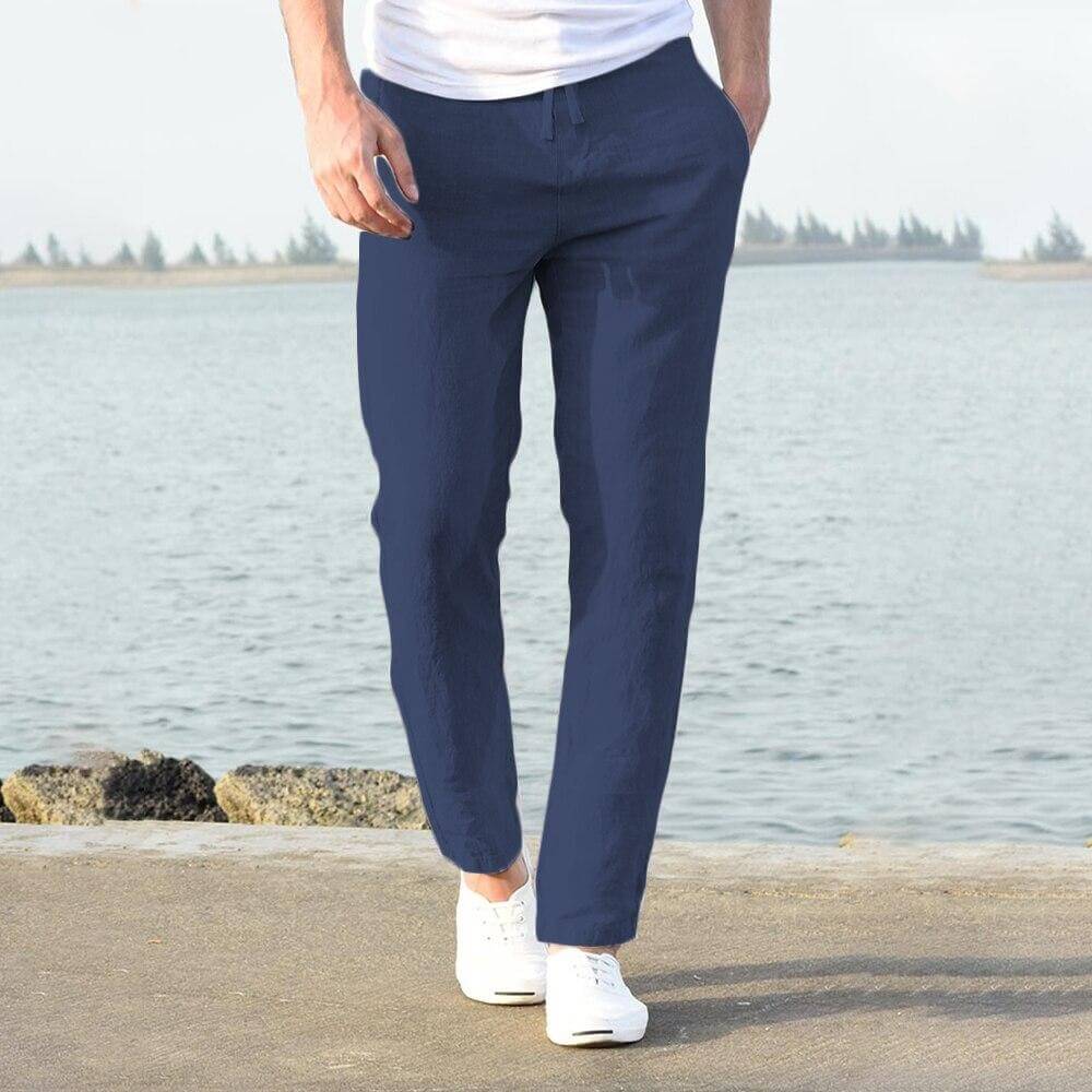 Pantalon en lin respirant bleu marine