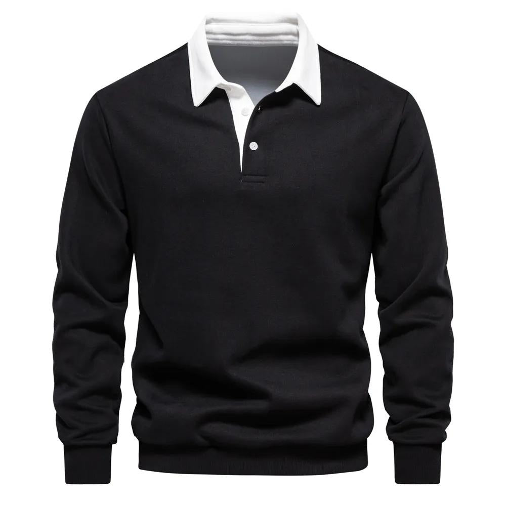 Polo à noir manches longues pour hommes