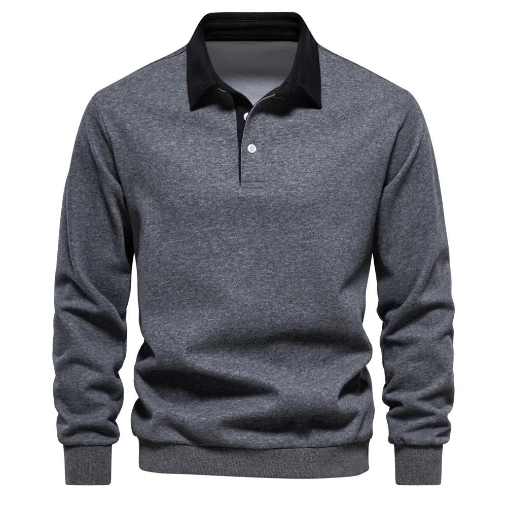Polo à gris manches longues pour hommes