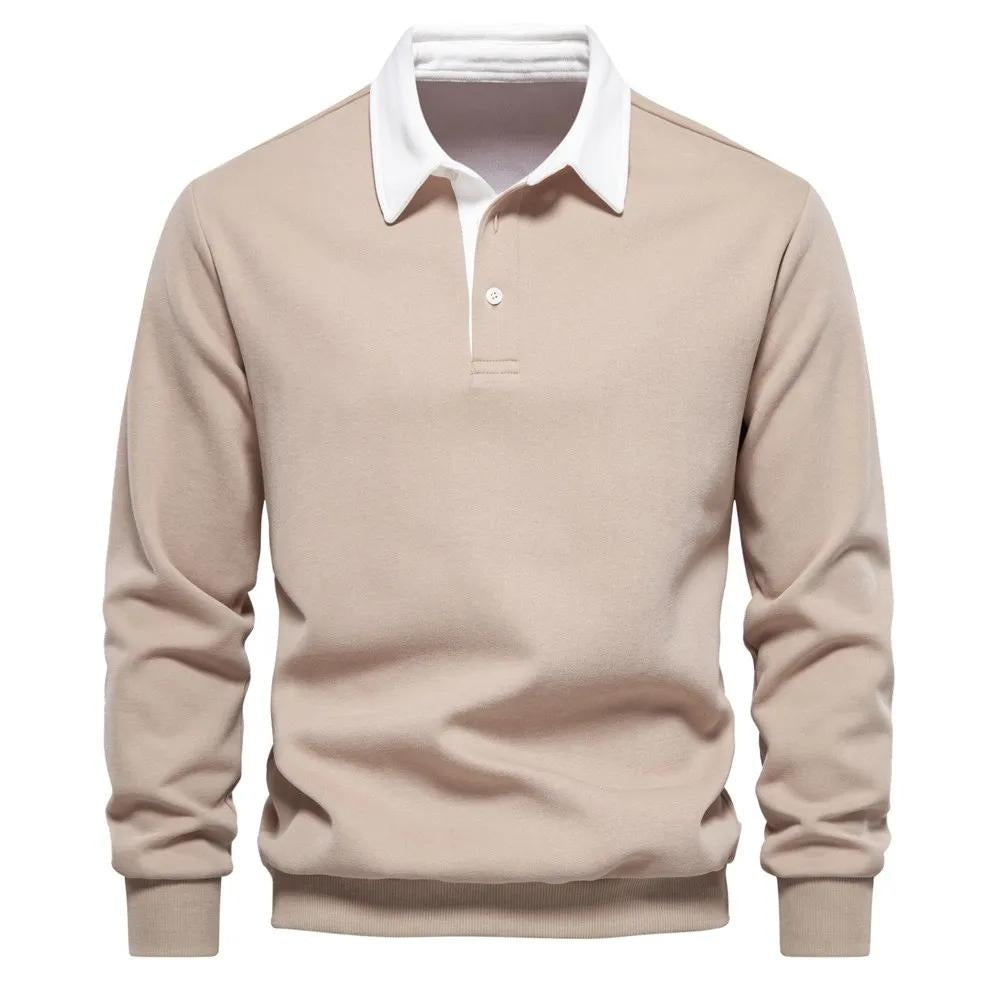 Polo à kaki manches longues pour hommes
