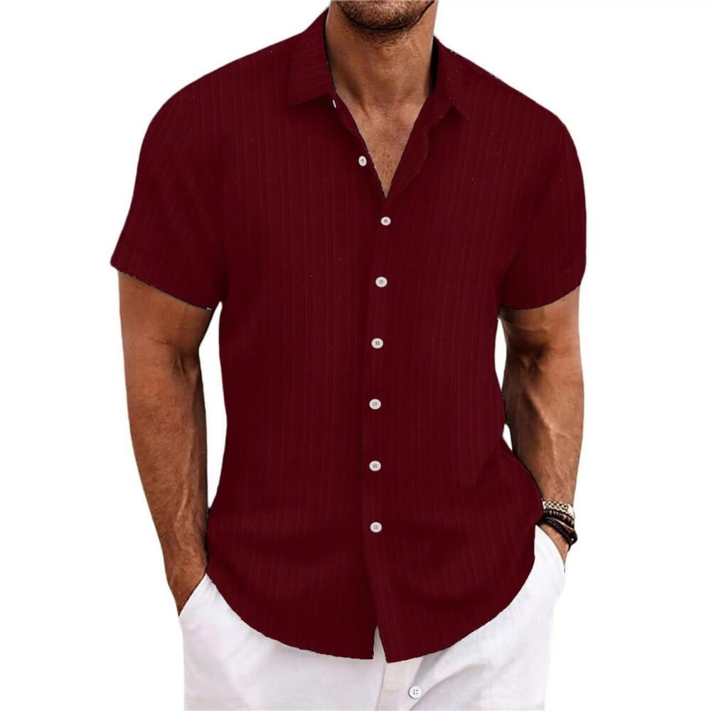 Chemise en lin rayé rouge foncé