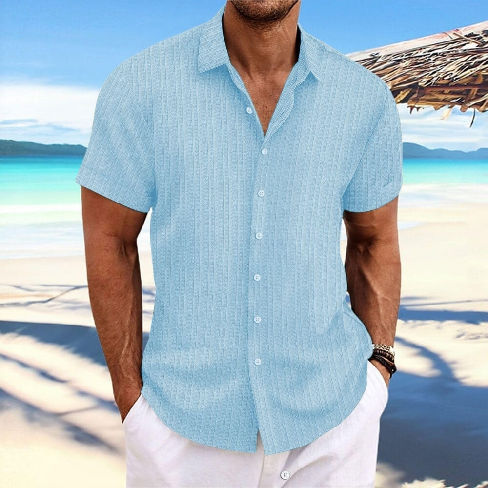 Chemise en lin rayé bleu ciel