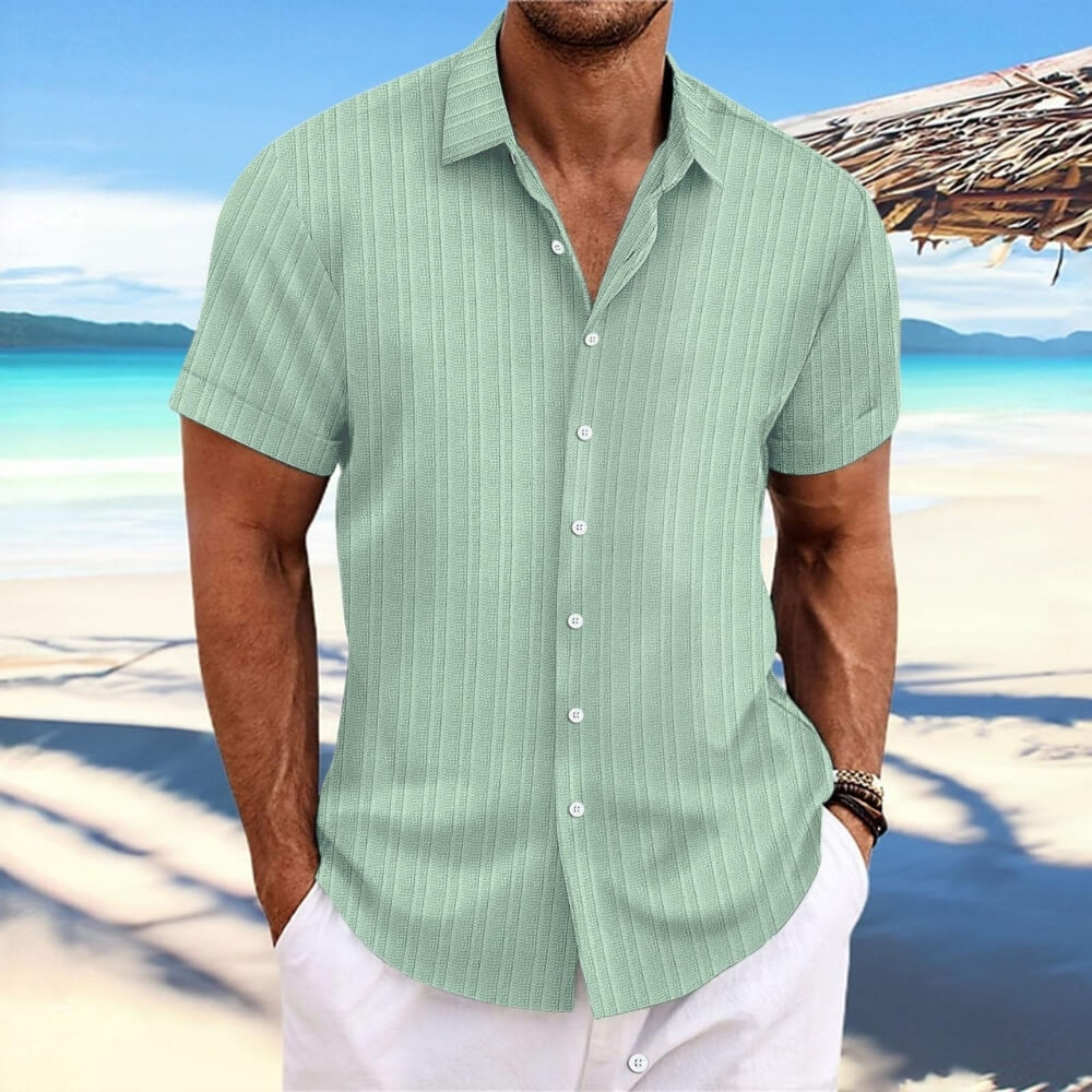 Chemise en lin rayé vert clair