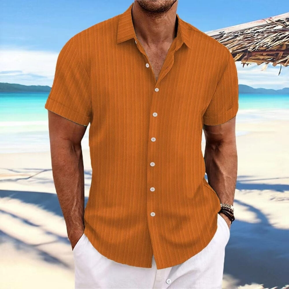 Chemise en lin rayé orange