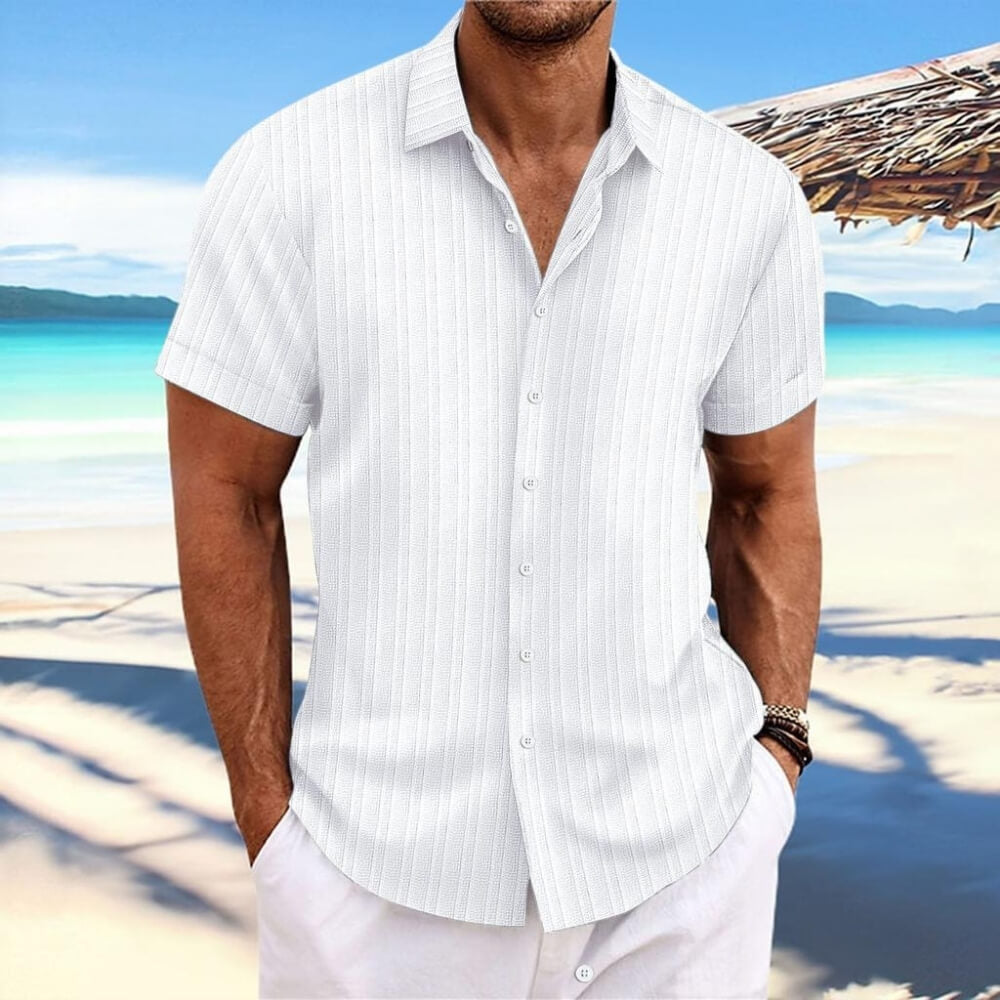 Chemise en lin rayé blanc