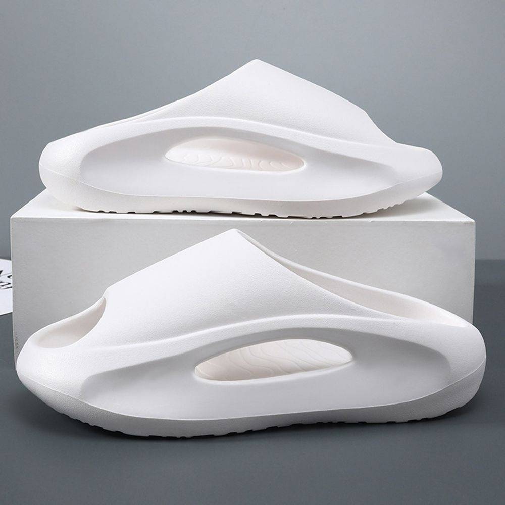 Sandales blanches avec un design jaune néon, pantoufles modernes et confortables