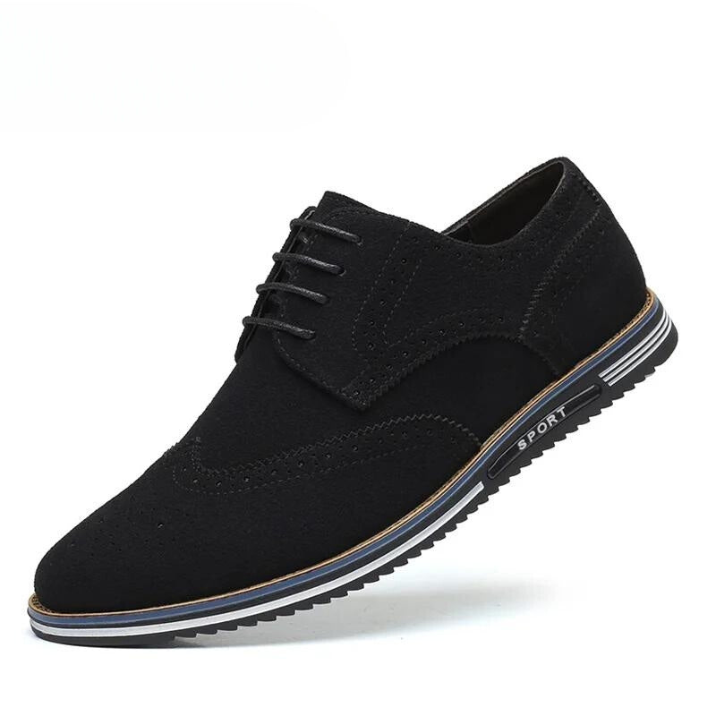 Chaussure pour homme en daim blanc noir avec lacets
