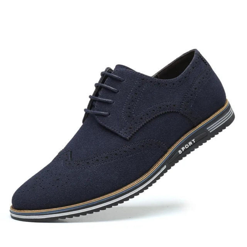 Chaussure pour homme en daim bleu marine avec lacets