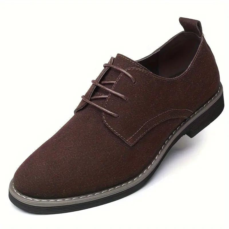 Chaussure pour homme en daim brun-rouge avec lacets