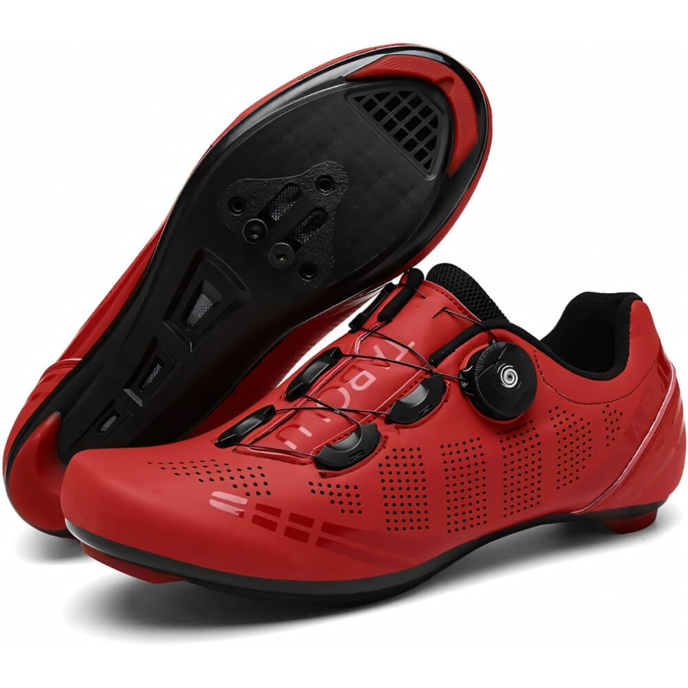 Chaussures de vélo de route rouges avec semelle antidérapante