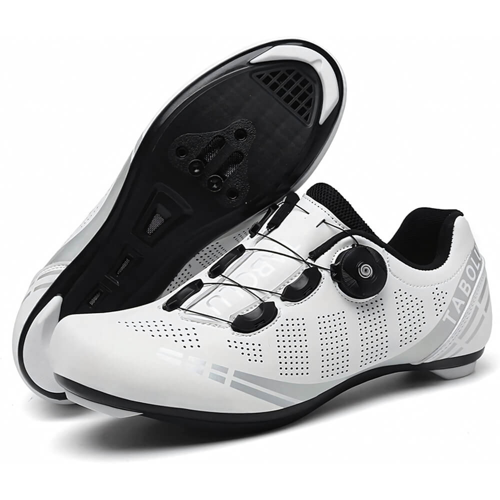 Chaussures de vélo de route blanches avec semelle antidérapante