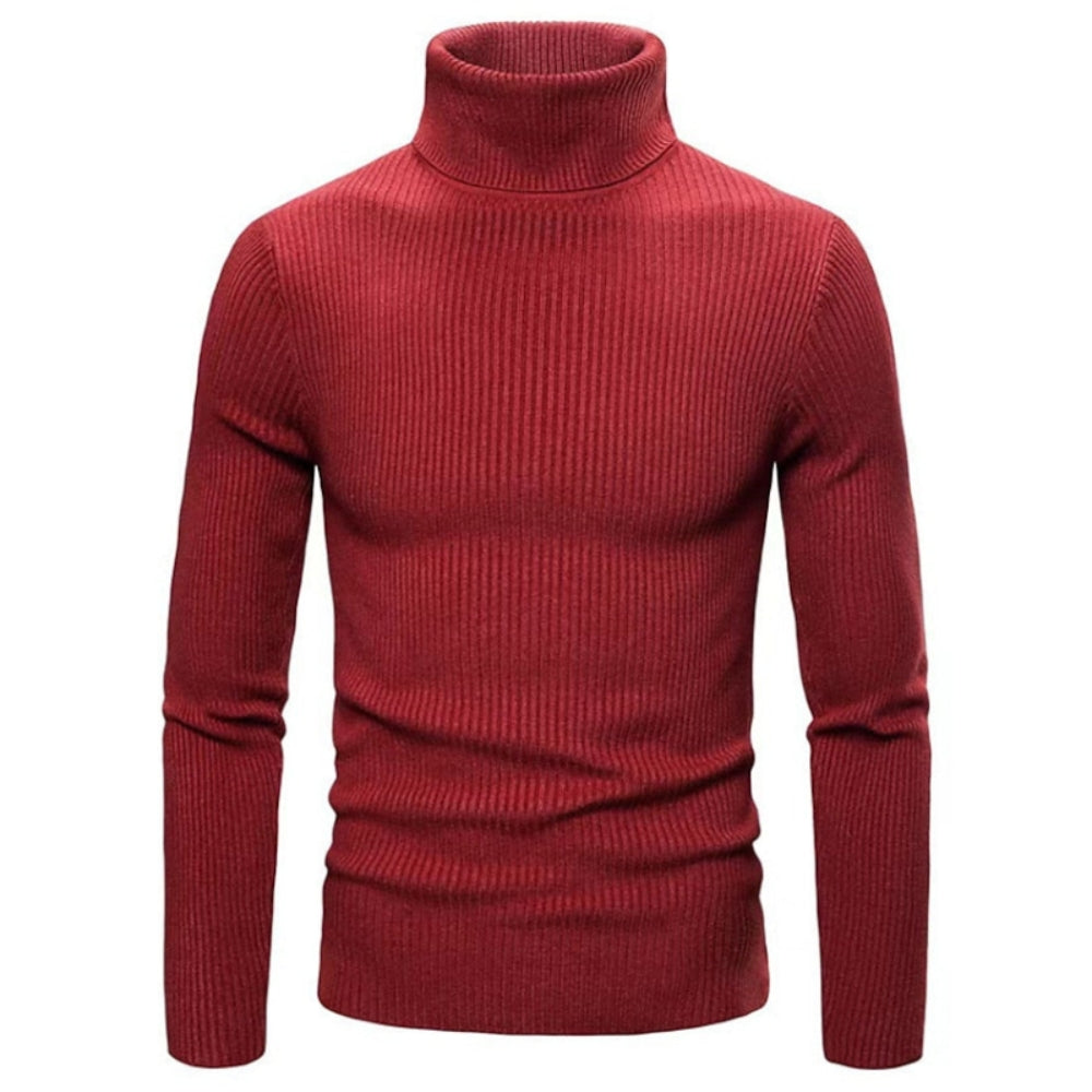 Pull à col roulé rouge à la mode gros plan