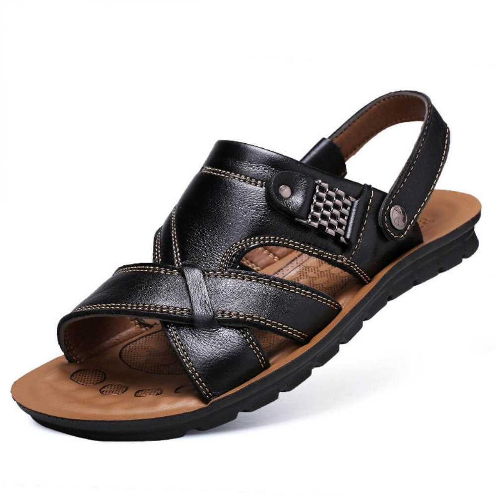 Sandales décontractées en cuir de vachette noir