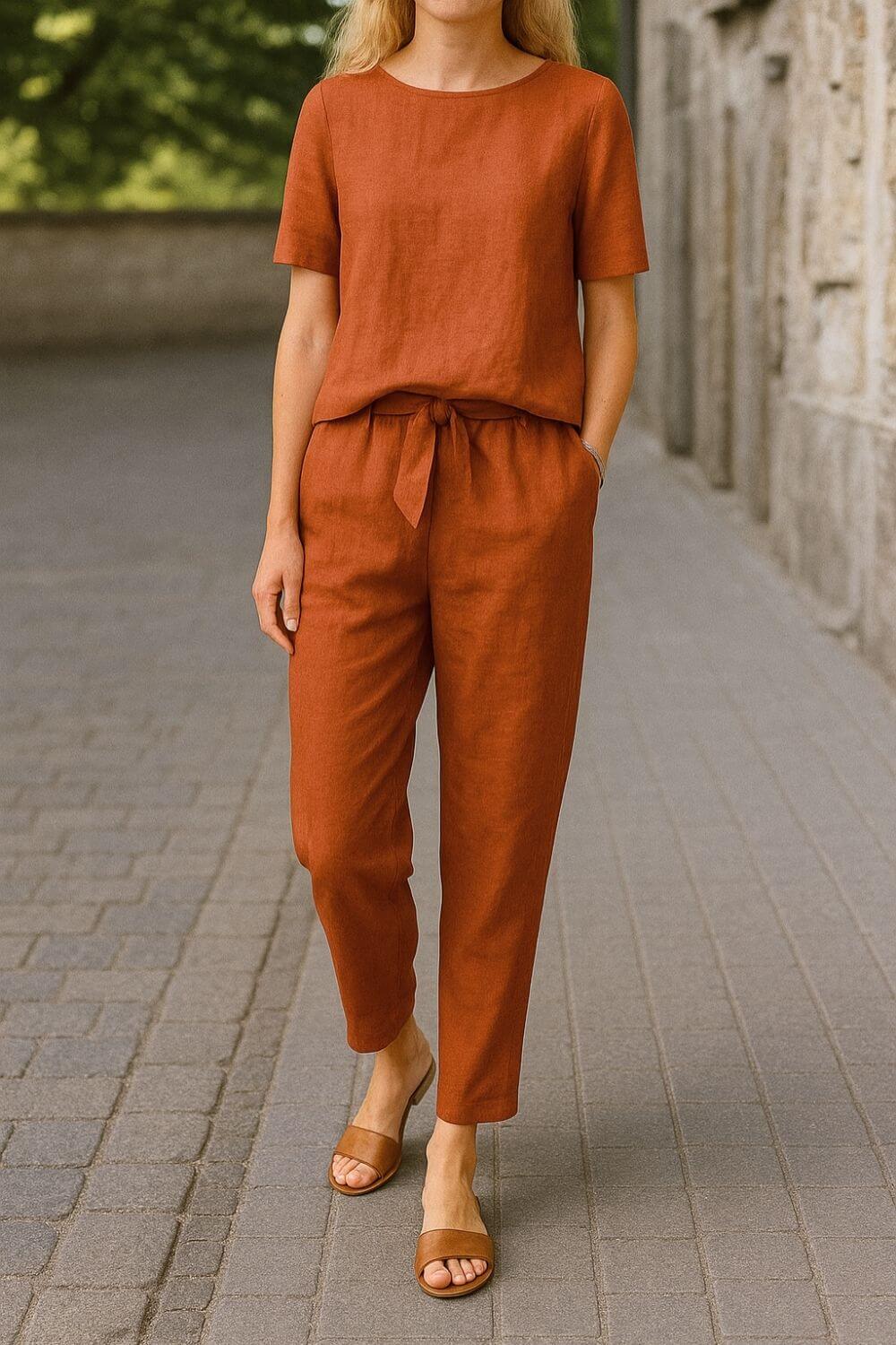 Tiffany™ - Ensemble Estival Confortable Blouse et Pantalon