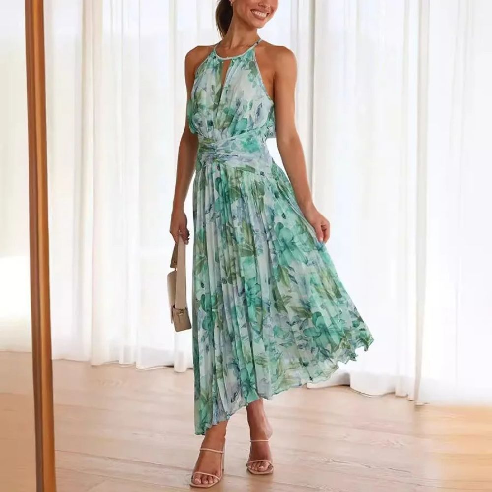 Robe plissée élégante midi – look chic et fluide