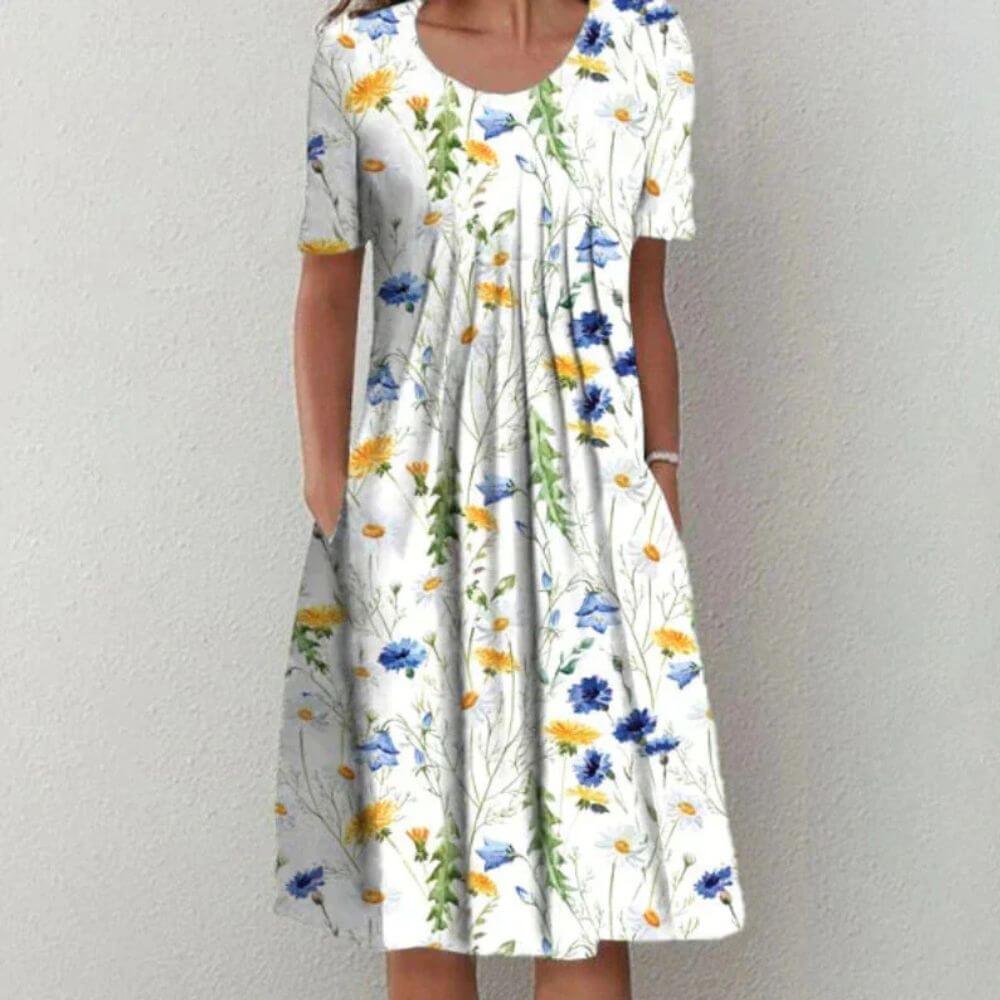 Robe femme élégante mi-longue à coupe flatteuse