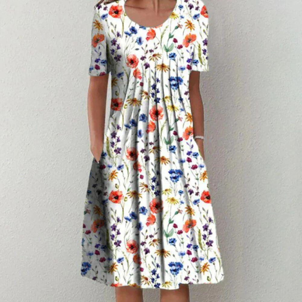 Robe femme élégante mi-longue à coupe flatteuse