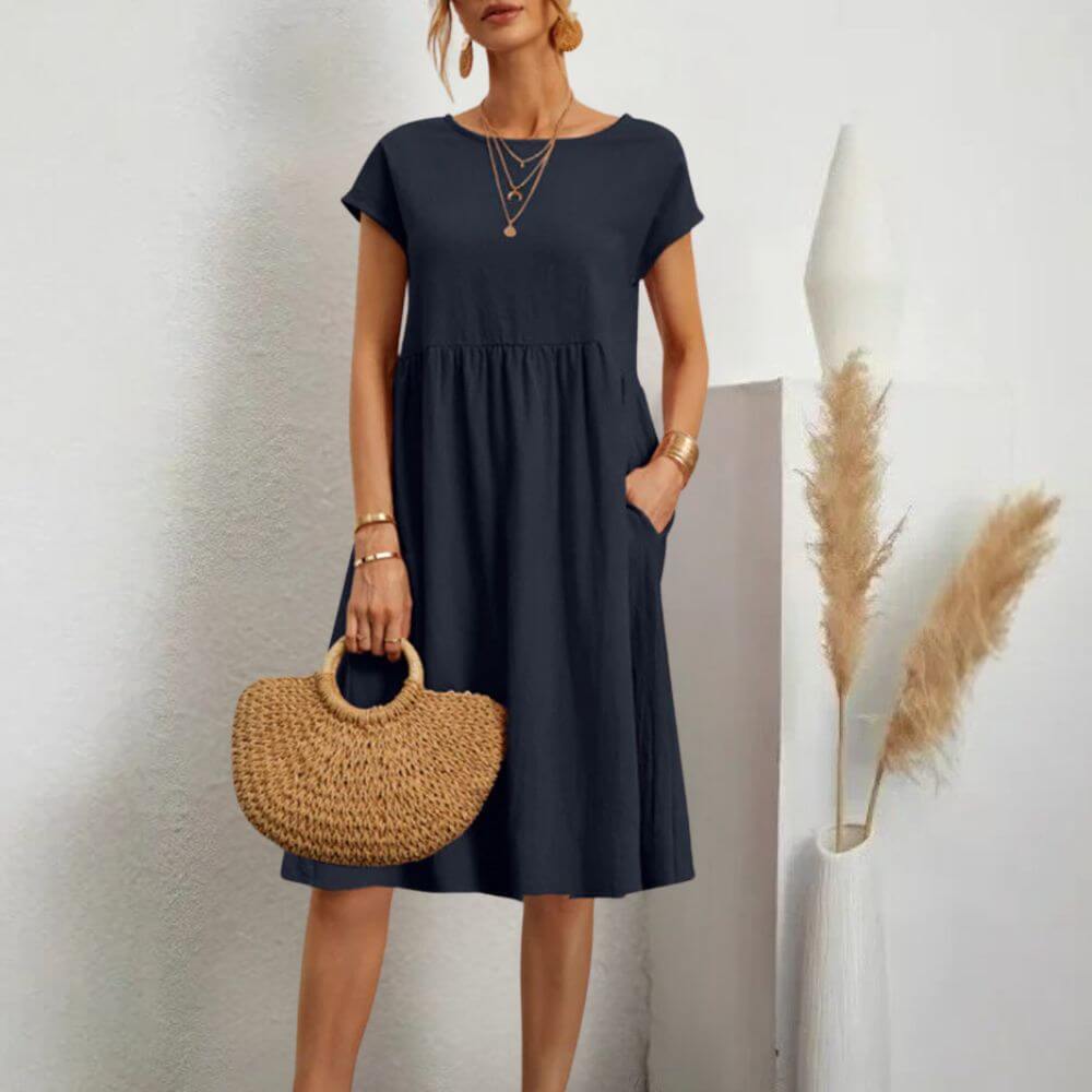 Robe midi élégante ceinturée – silhouette flatteuse pour tous les jours