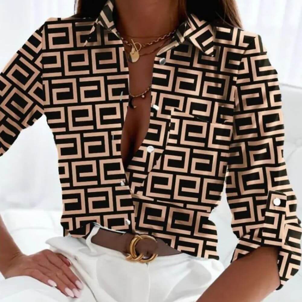 Top femme élégant imprimé tendance coupe flatteuse