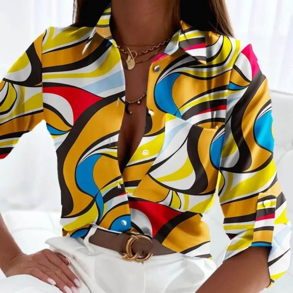 Top femme élégant imprimé tendance coupe flatteuse