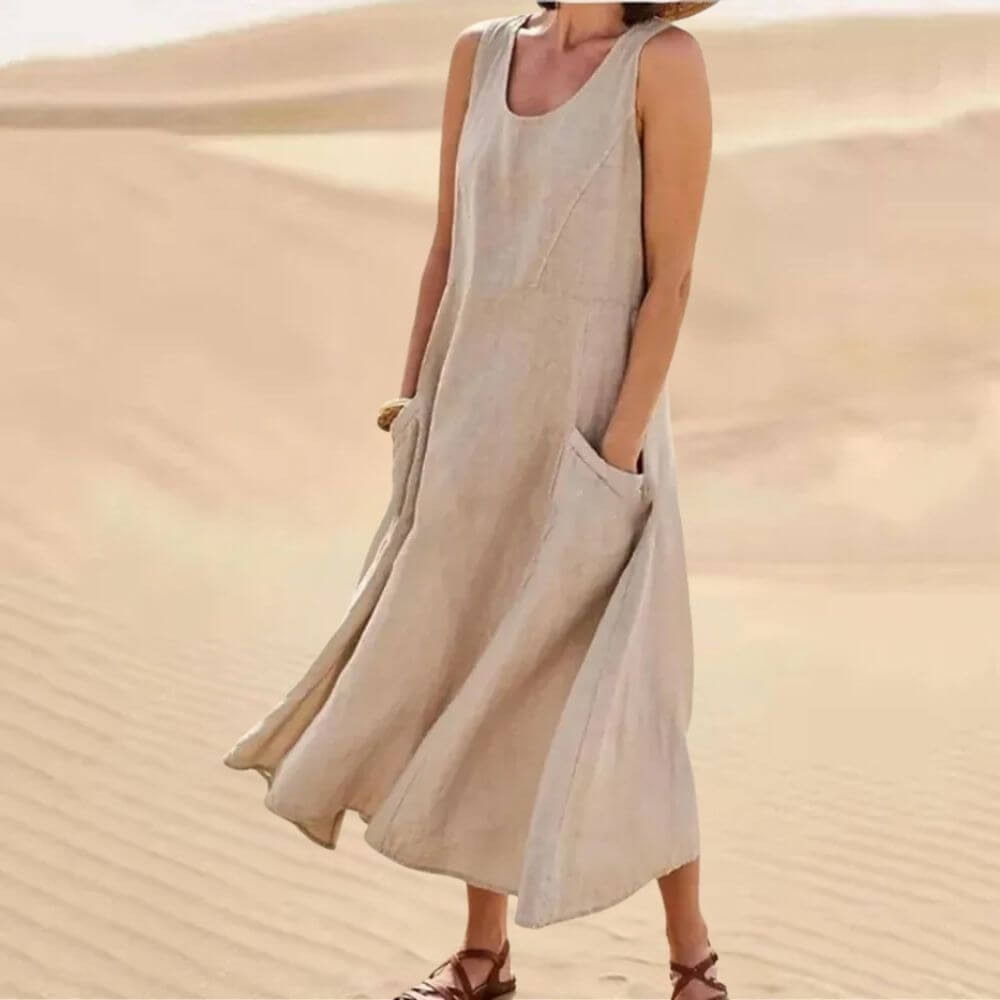 Robe en lin élégante et fluide – Style estival chic pour femme
