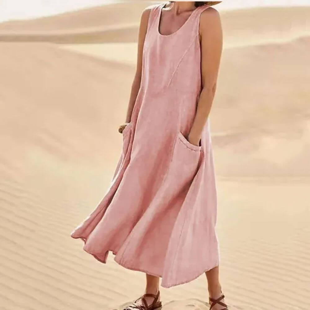 Robe en lin élégante et fluide – Style estival chic pour femme