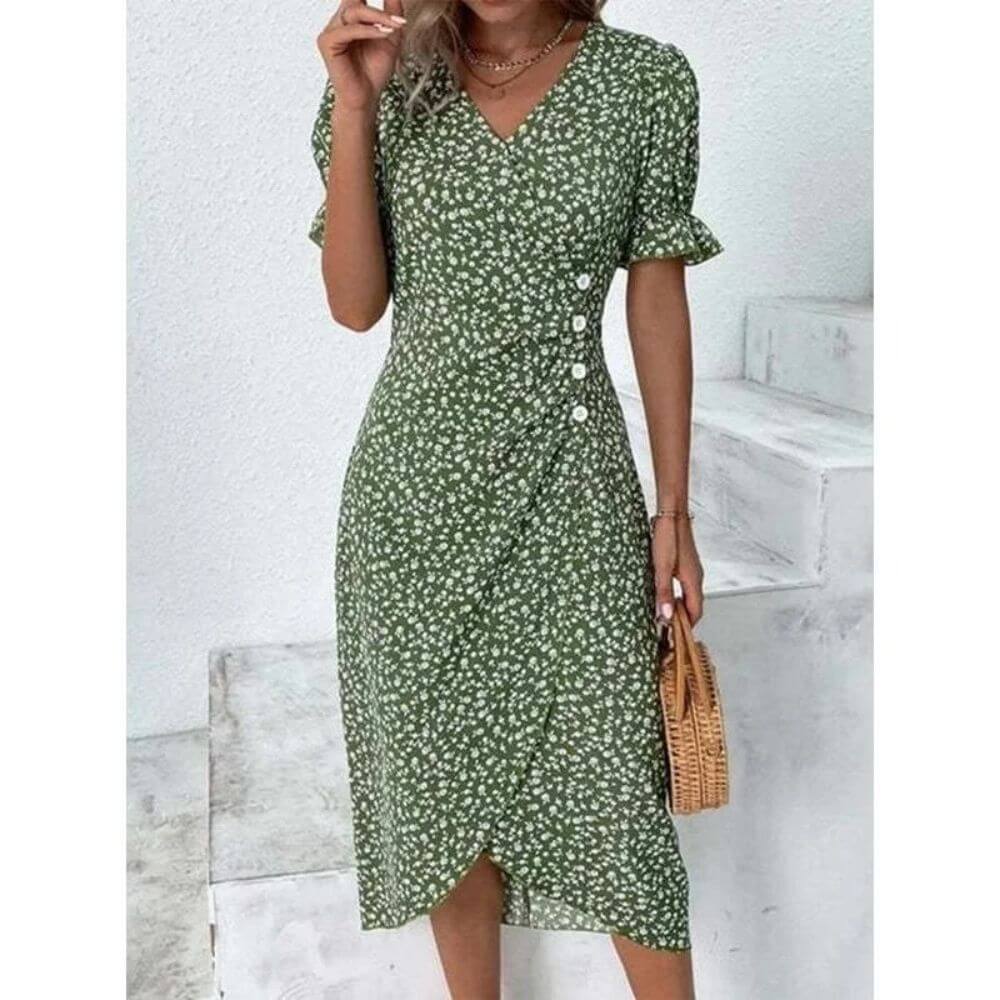 Robe à fleurs élégante et fluide pour l’été