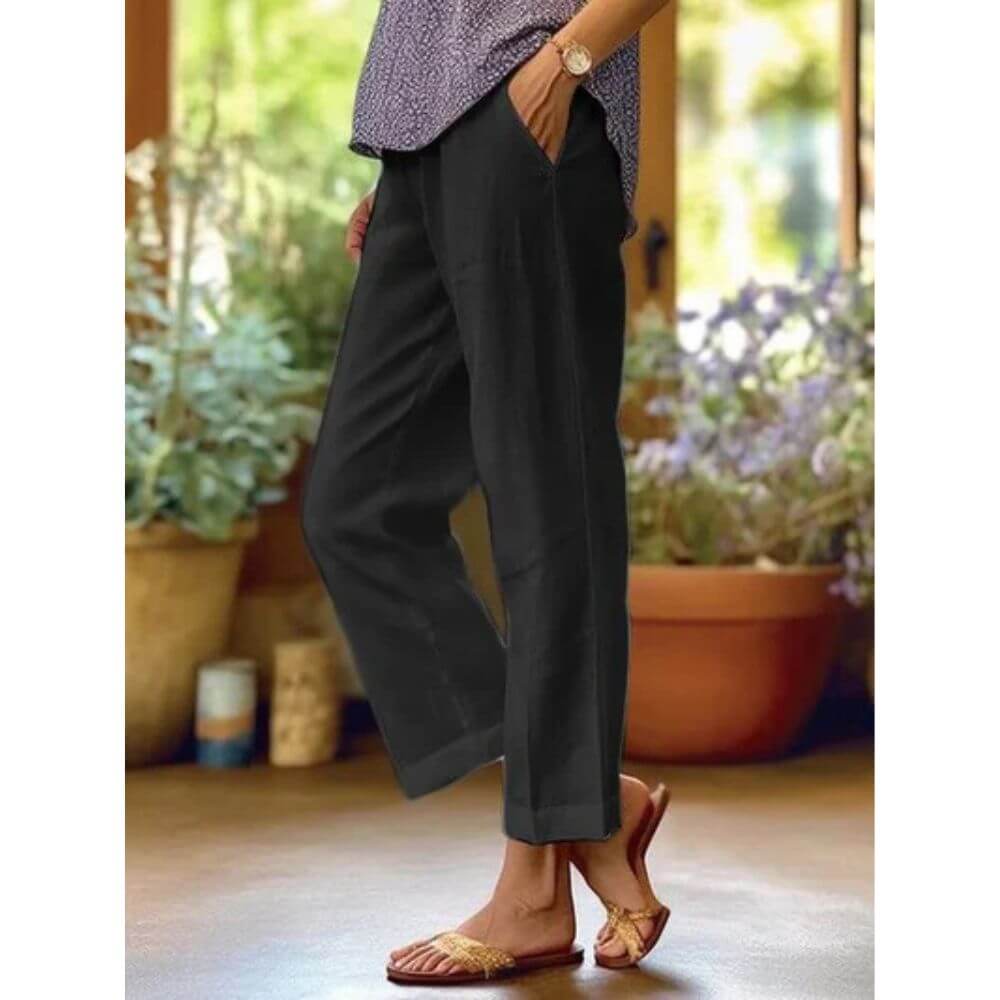 Pantalon en lin élégant femme – coupe ample et décontractée
