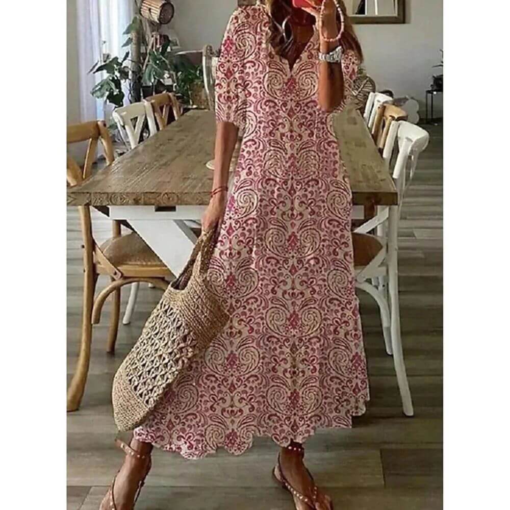 Robe longue bohème chic fluide pour l'été élégant
