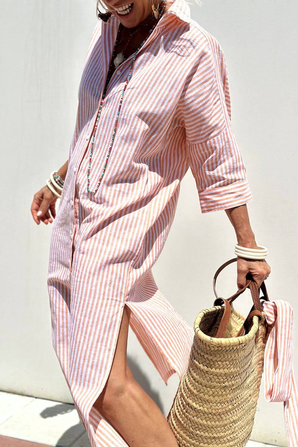 Florence™ – Robe Chemise à Rayures Élégante