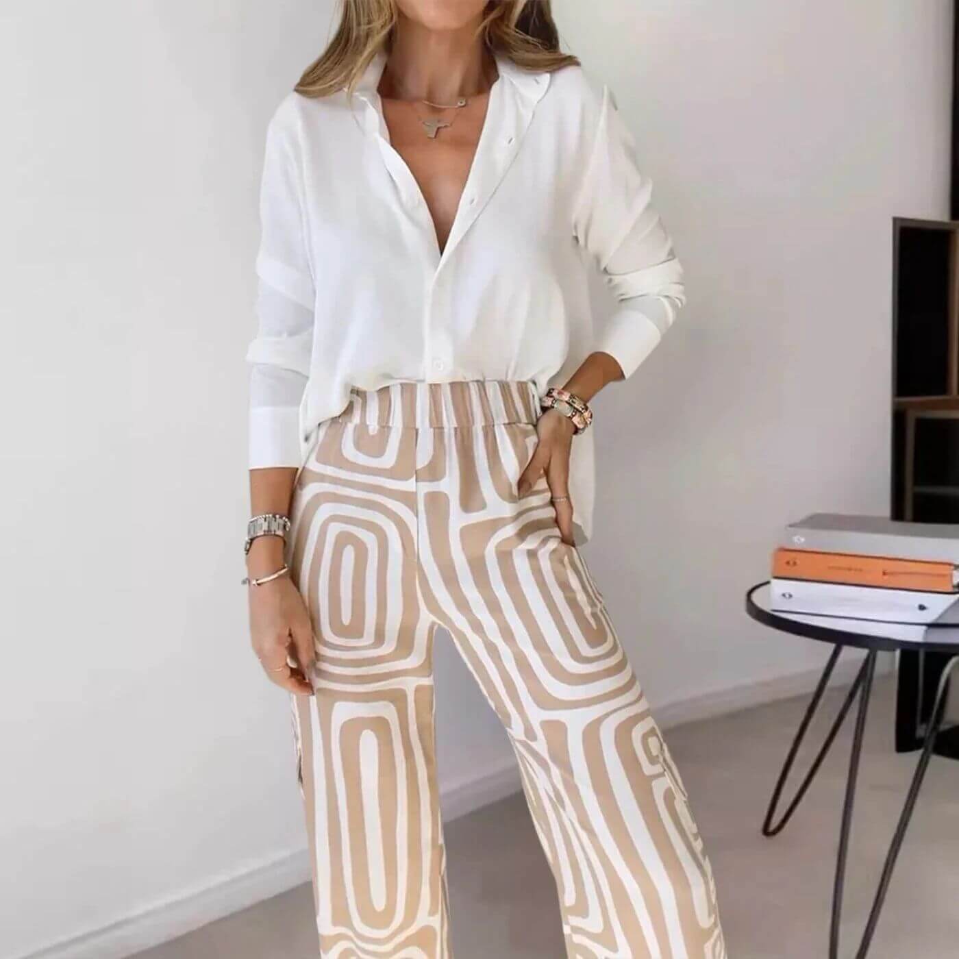 Morgana™ – Ensemble Élégant Chemisier et Pantalon avec Ceinture