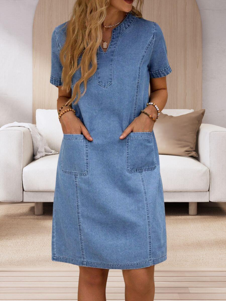 Pauline™ – Robe en Jean d’Été à Col en V