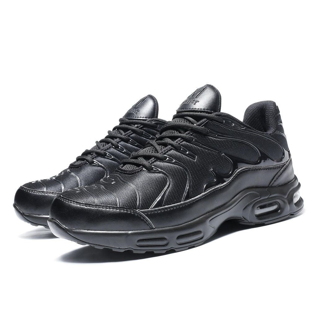 Baskets modernes noires pour homme avec semelle pneumatique et logo AIR.