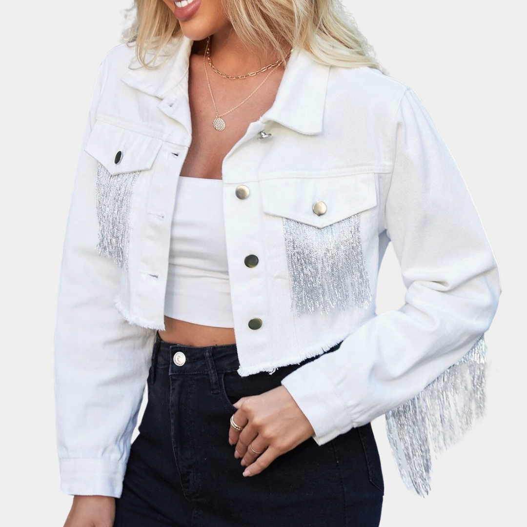 Veste vintage chic à franges pour femme