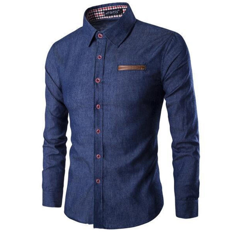 Chemise boutonnée en denim avec poche poitrine