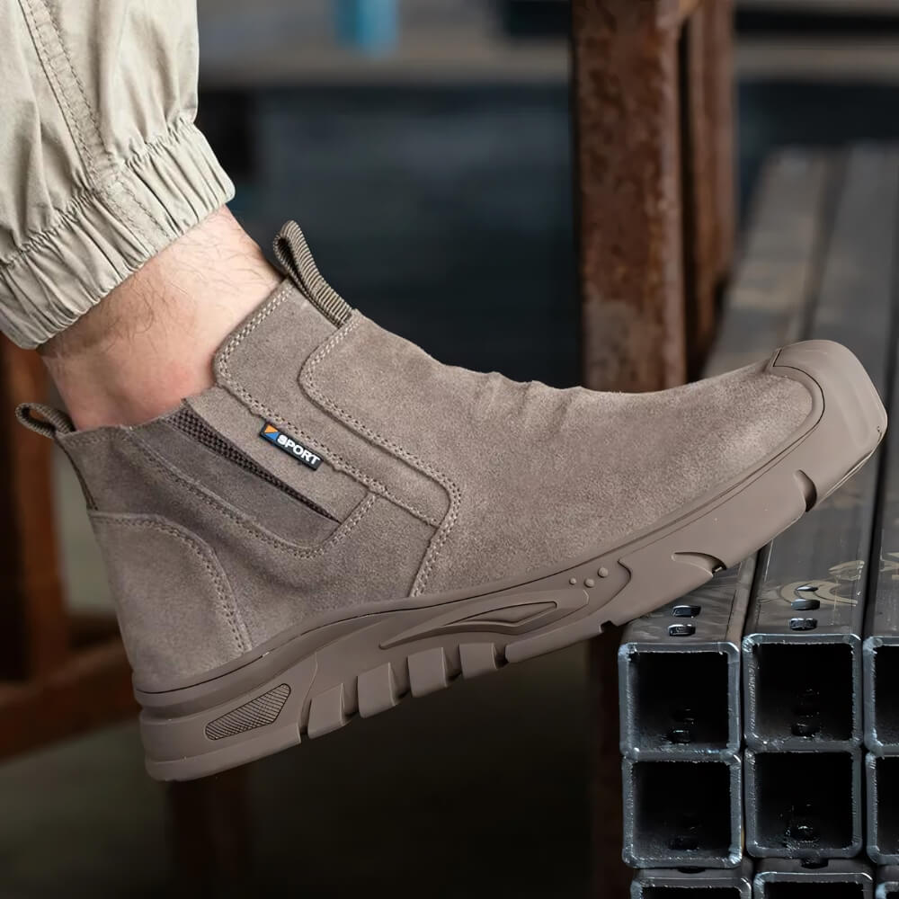 Botte en cuir marron antidérapante pour hommes 
