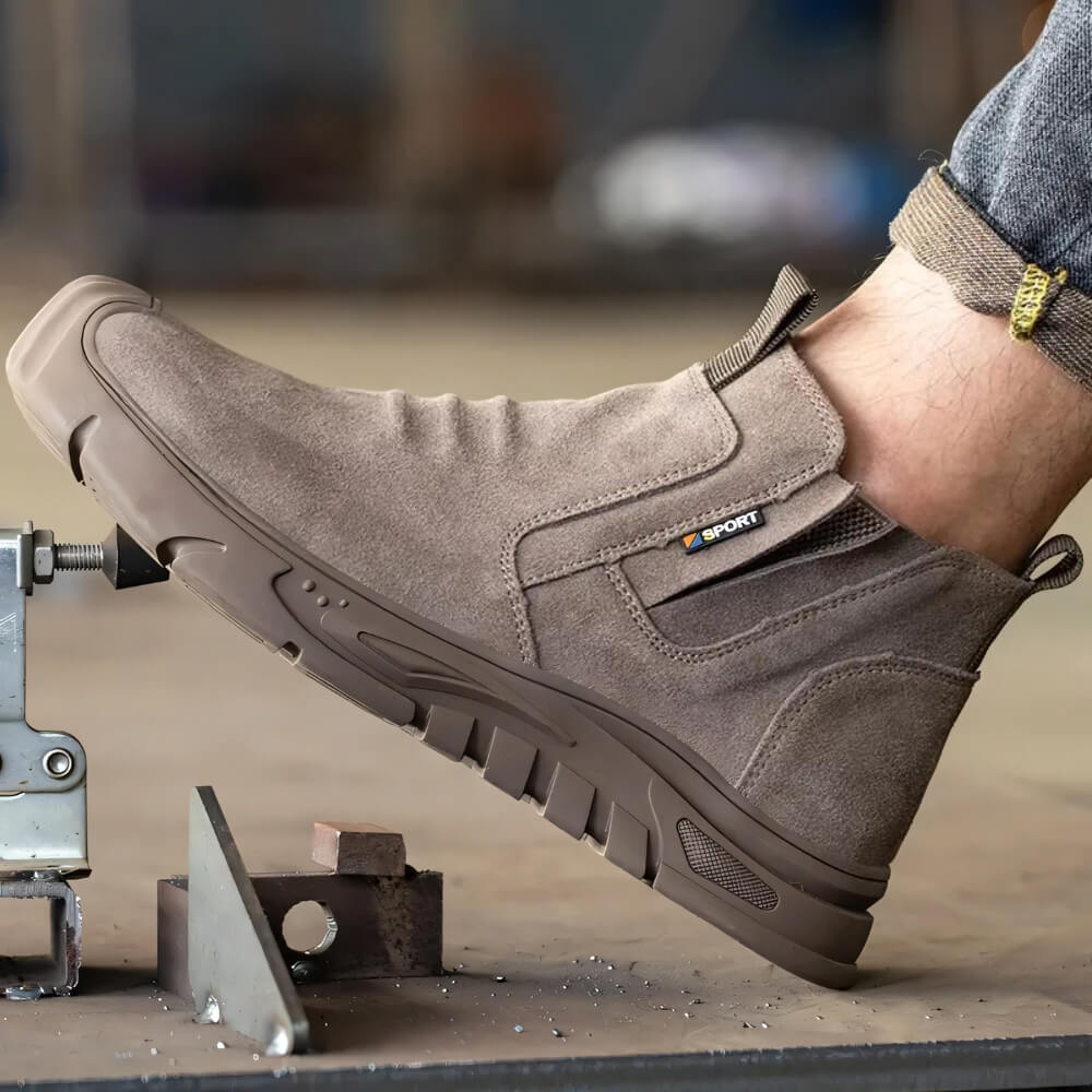 Botte en cuir marron antidérapante pour hommes 