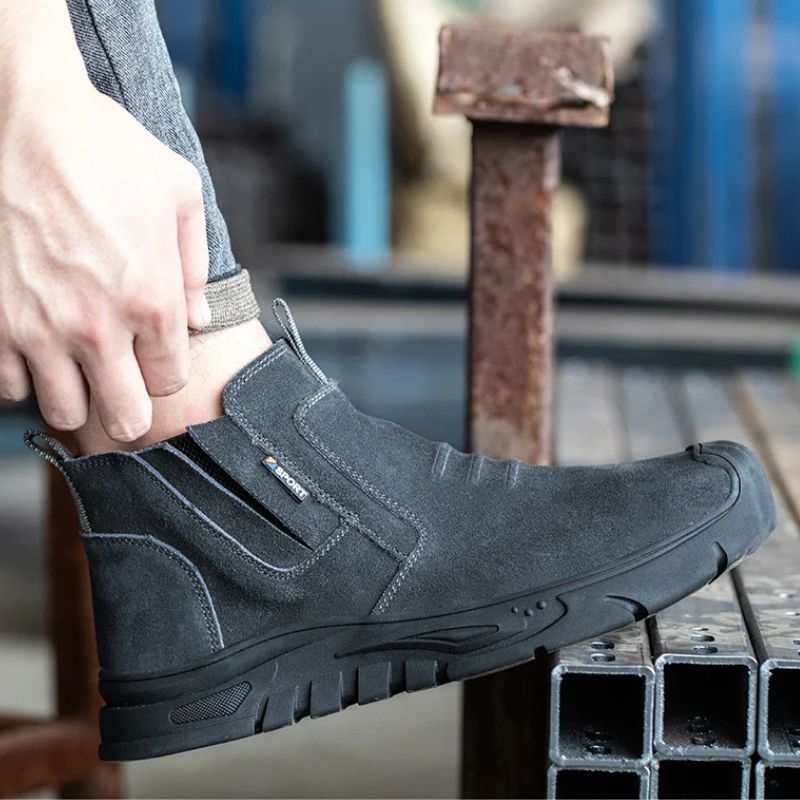 Botte en cuir d'extérieur antidérapante Darkgray pour hommes 