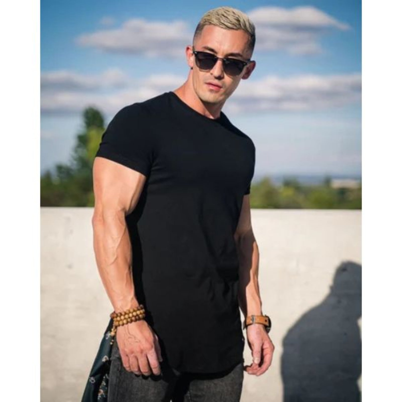 T-shirt Homme Coupe Tombante Moderne Décontracté