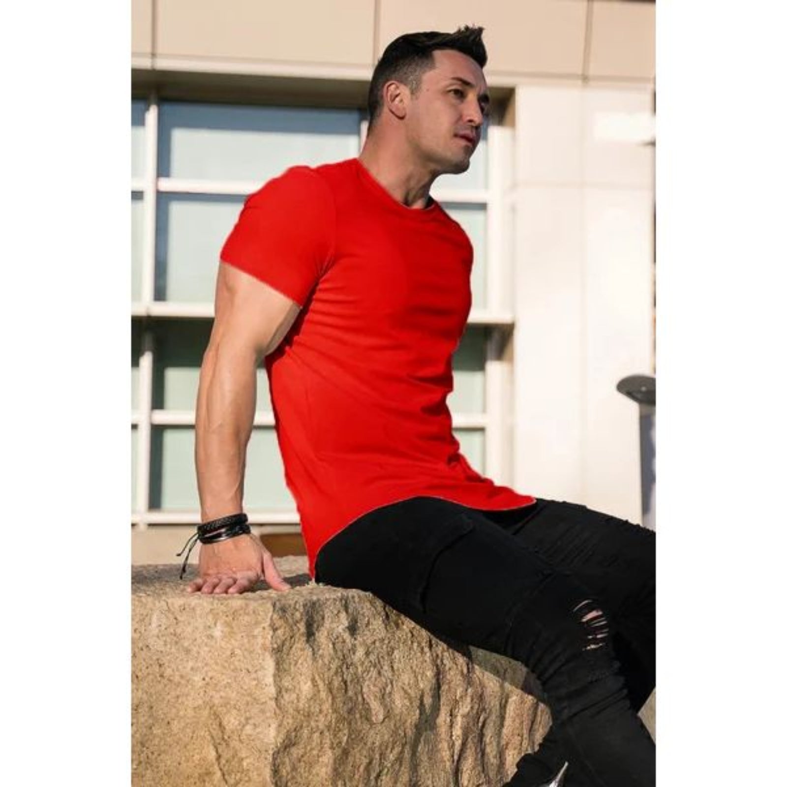 T-shirt Homme Coupe Tombante Moderne Décontracté