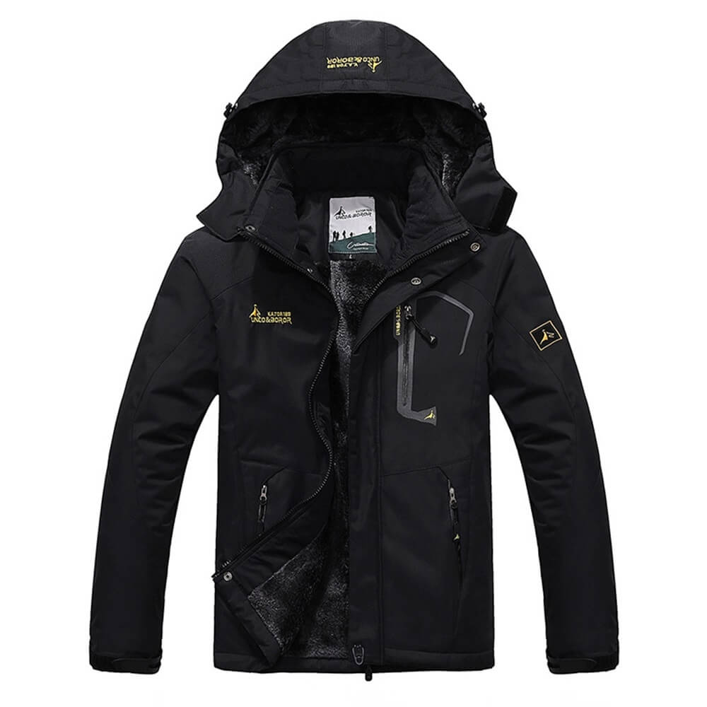Veste noire résistante avec capuche amovible