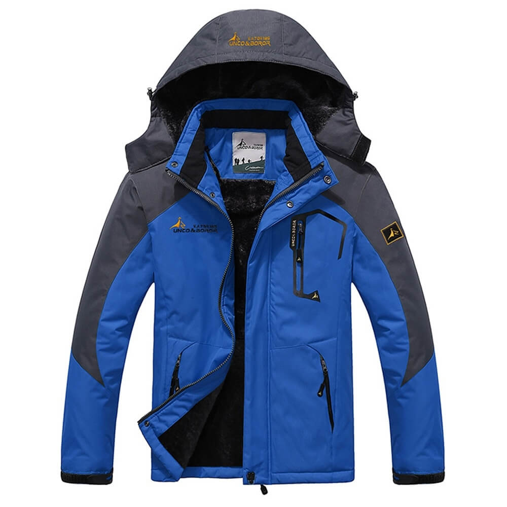 Veste bleue résistante avec capuche amovible
