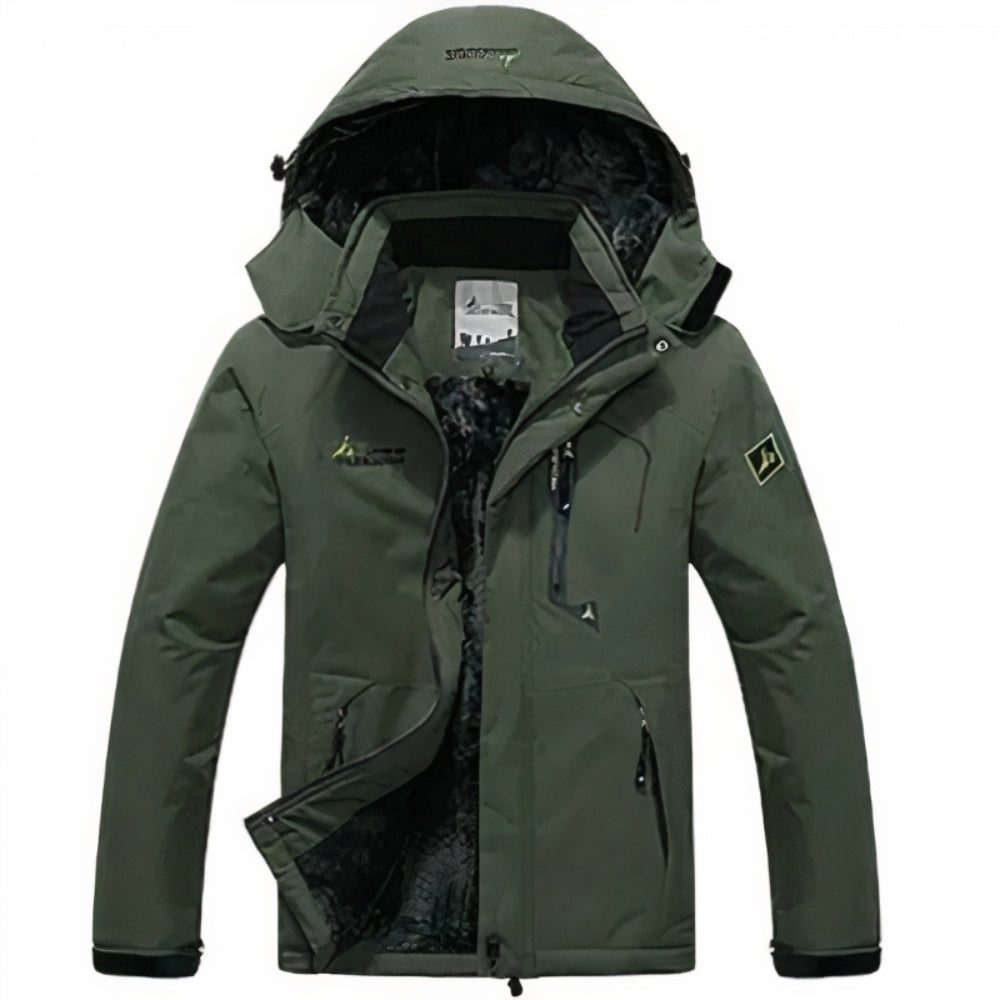 Veste verte résistante avec capuche amovible